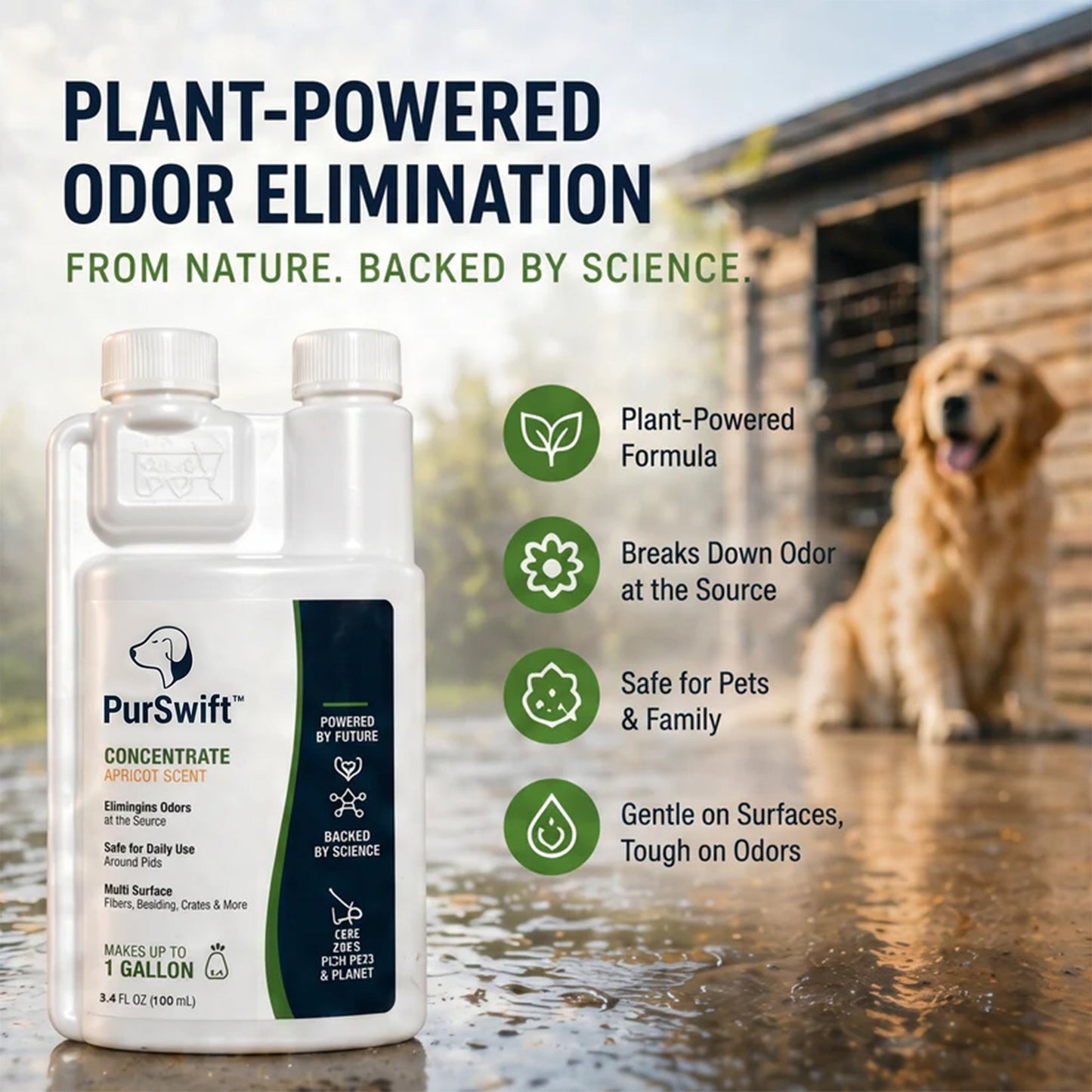 PurSwift™ Kennel Odor Eliminator – Apricot Freshness for Tough Pet Odors