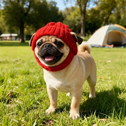 🐾Red Wool Knit Dog Hat with Ear Flaps – Warm Winter Hat