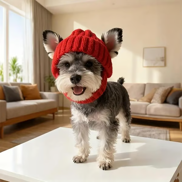 🐾Red Wool Knit Dog Hat with Ear Flaps – Warm Winter Hat