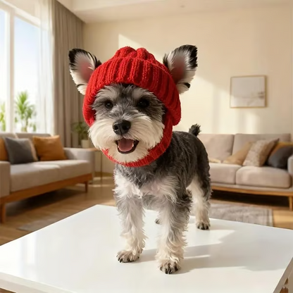 🐾Red Wool Knit Dog Hat with Ear Flaps – Warm Winter Hat
