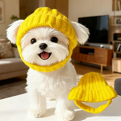 🐾Red Wool Knit Dog Hat with Ear Flaps – Warm Winter Hat