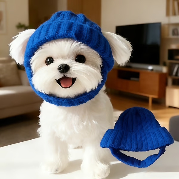 🐾Red Wool Knit Dog Hat with Ear Flaps – Warm Winter Hat
