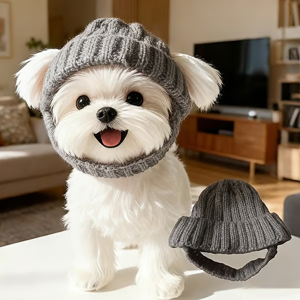 🐾Red Wool Knit Dog Hat with Ear Flaps – Warm Winter Hat